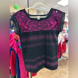 Oaxaca Paloma Black | Magenta Top
